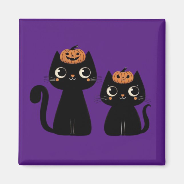 Aimant Halloween/Automne/Automne/citrouille/chat (Devant)