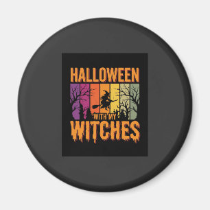 Aimant Halloween Avec Mes Sorcières Rétro Coucher de sole