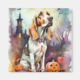 Aimant Halloween Basset Hound Avec Crainte Citrouille