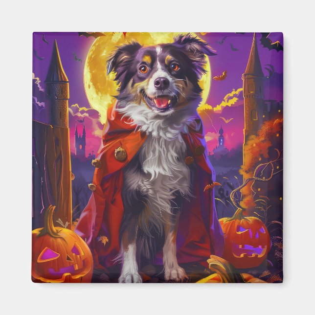 Aimant Halloween Berger Australien Citrouilles Épouvantab (Devant)