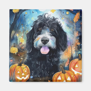 Aimant Halloween Bernedoodle Avec La Peur Citrouille