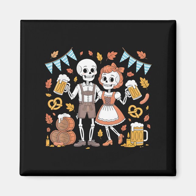 Aimant Halloween Boire Skeletons Costume Drôle Tee (Devant)