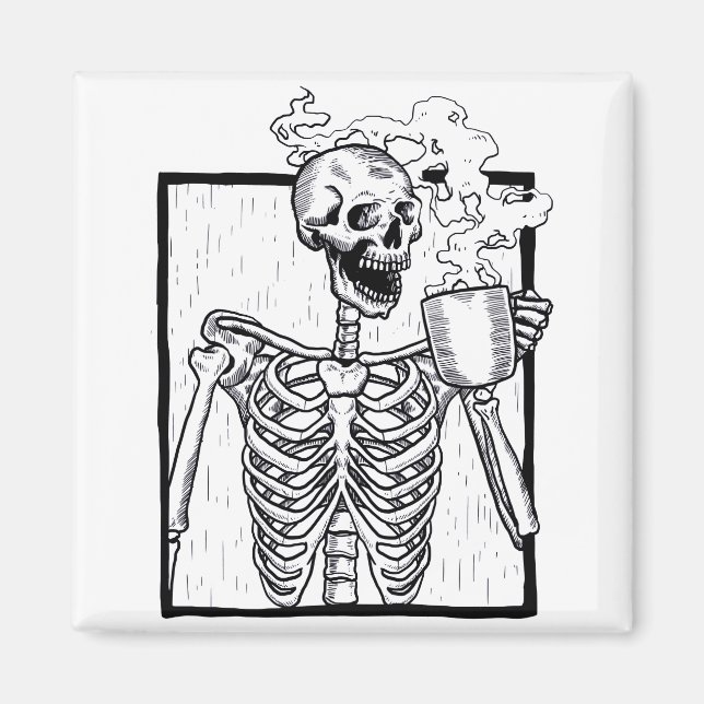 Aimant halloween café boire squelette (Devant)