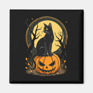 Aimant Halloween Chat femmes Funny Citrouille d'automne A