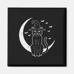 Aimant Halloween Chat Sorcière Lune Costume Vintage Femme