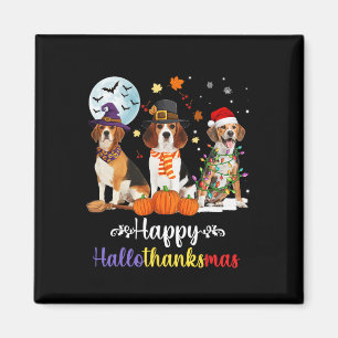Aimant Halloween Chien beagle Joyeux Noël Joyeux Hallowee