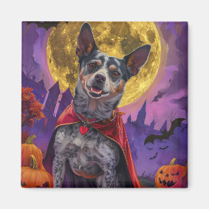 Aimant Halloween chien de bétail australien citrouilles e