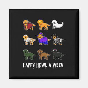 Aimant Halloween Chien Golden Retriever Happy Howl-o-we