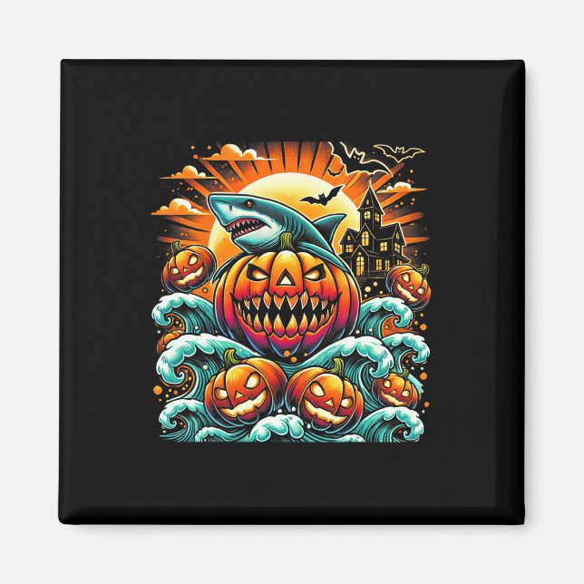 Aimant Halloween citrouille du requin (Devant)