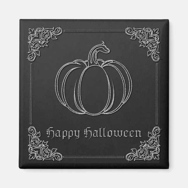 Aimant Halloween Citrouille en argent (Devant)