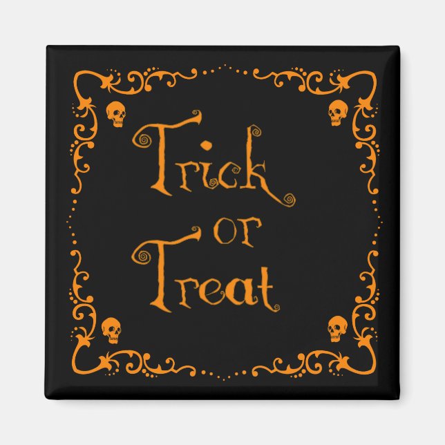 Aimant Halloween Citrouille Orange Trick ou traitement (Devant)