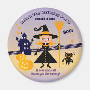 Aimant Halloween Costume fille sorcière fête d'anniversai