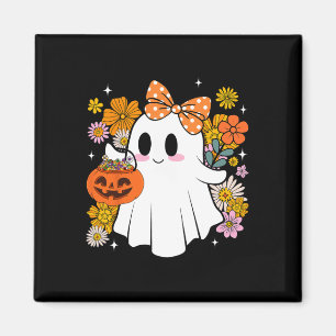 Aimant Halloween Cute Ghost Vintage Floral Trick Ou Treat