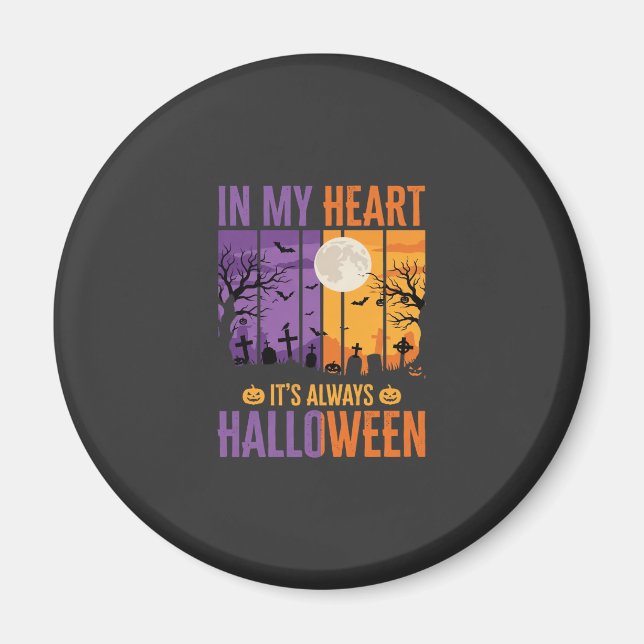Aimant Halloween Dans Mon Cœur Cimetière Effrayant (Devant)