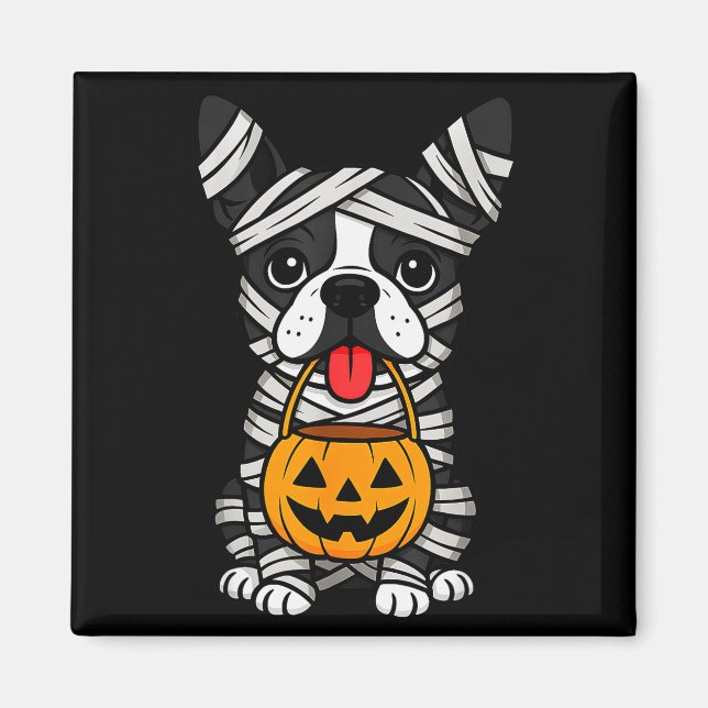 Aimant Halloween Dog Boston Terrier Mummy Costume Men Wom (Devant)