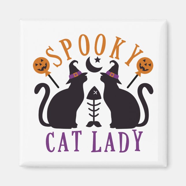 Aimant Halloween éffrayant Chat Lady Chats Noirs (Devant)