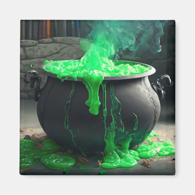 Aimant Halloween en cauldron de sorcière bouillonnante (Devant)