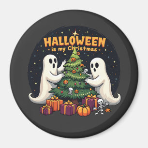 Aimant Halloween est mon Noël drôle Fantôme Noël Père Noë