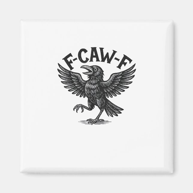 Aimant Halloween F-Caw-F Oiseau Corbeau Femmes Hommes Min (Devant)