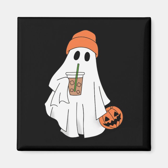 Aimant Halloween Fantôme Boire Café Fantôme Ice Café M (Devant)