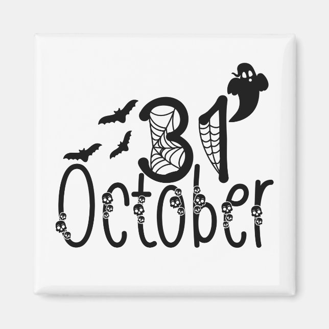 Aimant Halloween fantôme éffrayant 31 octobre (Devant)