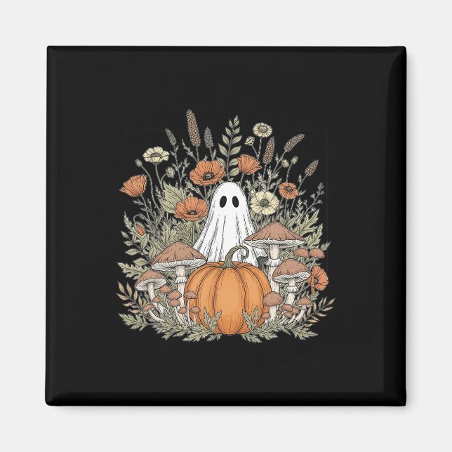 Aimant Halloween Fantôme saison Éffrayante Retro Boho Flo (Devant)