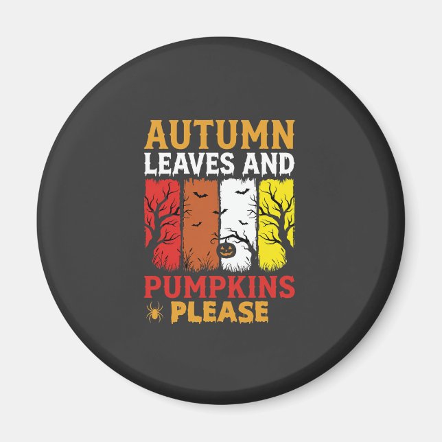 Aimant Halloween Feuilles d'Automne et Citrouilles Design (Devant)