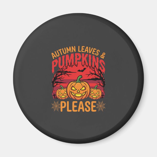 Aimant Halloween Feuilles d'Automne et Citrouilles S'il V (Devant)