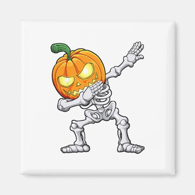 Aimant Halloween garçons Dabbing Skeleton Citrouille effr (Devant)