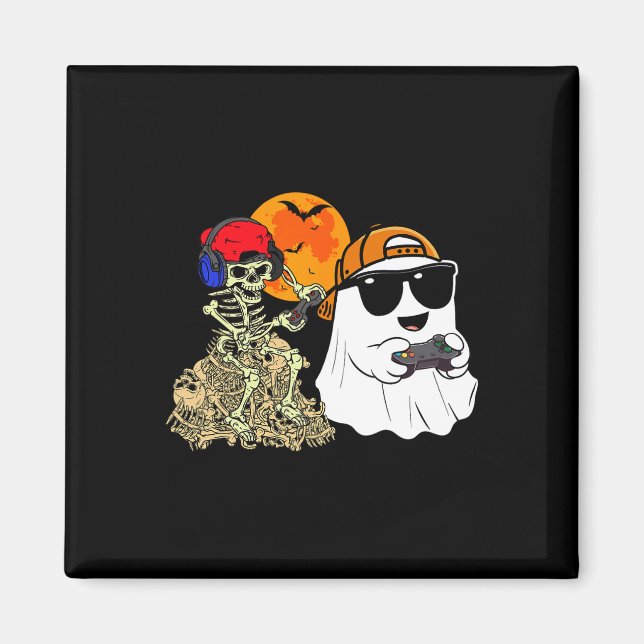 Aimant Halloween Ghost Boys Kids Gaming Effrayant Skeleto (Devant)