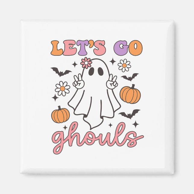 Aimant Halloween Go Ghouls Ghost Retro Costume femme (Devant)