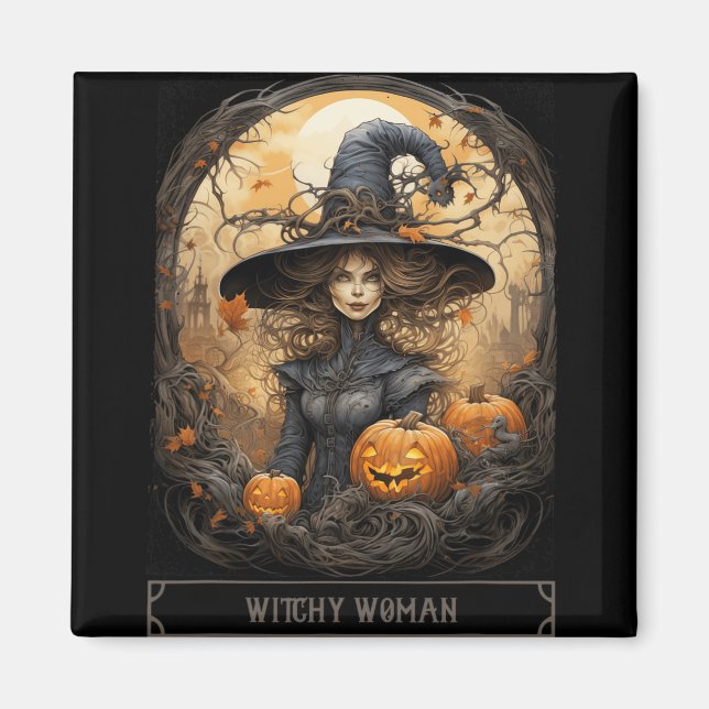 Aimant Halloween gothique Wiccan en cuisine vintage (Devant)