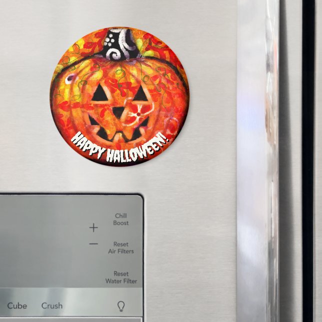 Aimant Halloween Jack-o'-lantern Orange Personnalisé (In situ (réfrigérateur))