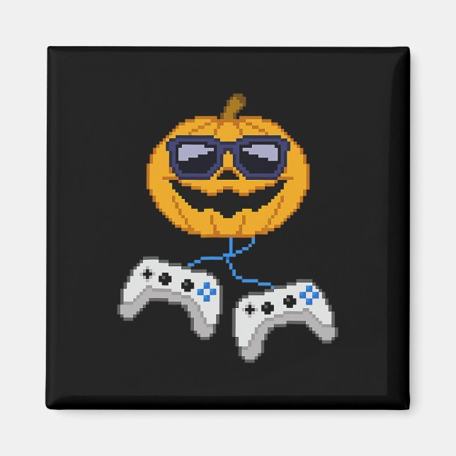 Aimant Halloween Jack-o'-lantern Pixeleleled Jeu Gamer Bo (Devant)