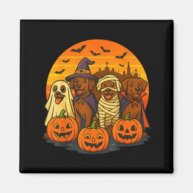 Aimant Halloween labrador brun fantôme chocolat effrayant (Devant)