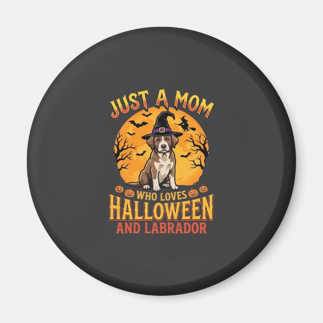 Aimant Halloween Labrador Maman Sorcière Chien Design_1 (Devant)