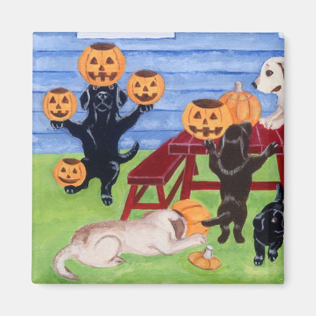 Aimant Halloween Labradors ! (Devant)