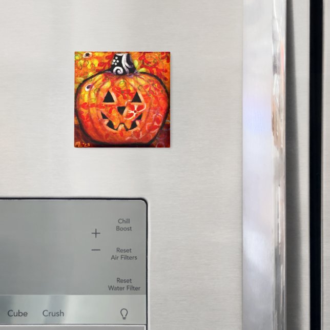 Aimant Halloween lunaire Jack-O-Lantern Abstrait (In situ (réfrigérateur))