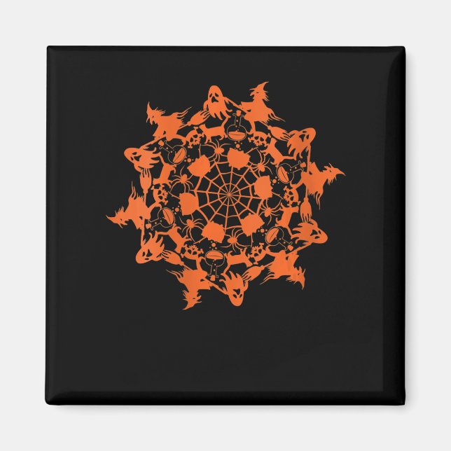 Aimant Halloween Mandala Spider Witch Ghost Skull (Devant)