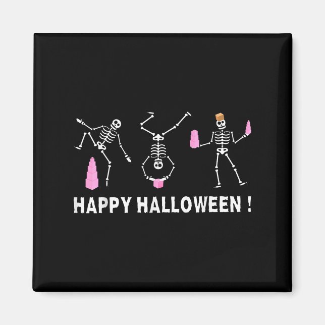 Aimant Halloween Montessori Teacher Skeleton Dancing Educ (Devant)
