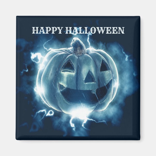 Aimant Halloween Parti mal bleu Citrouille Horreur (Devant)