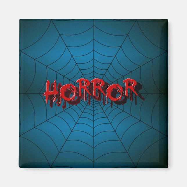 Aimant Halloween Party Red Horror Spider Web Blue Effraye (Devant)