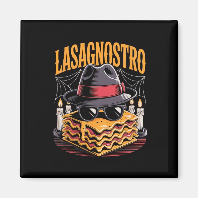 Aimant Halloween Pasta Mème Mafia Parodie Funny Lasagna A (Devant)