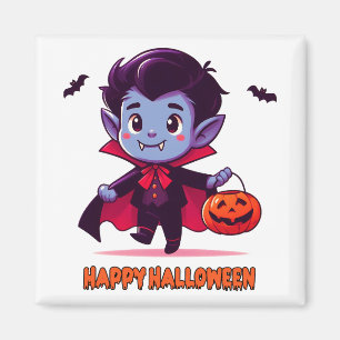 Aimant Halloween - Petit Vampire et citrouille