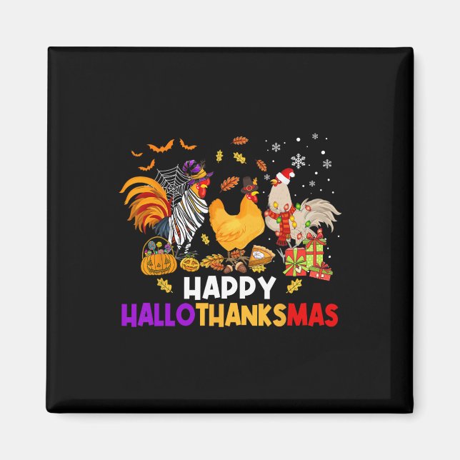 Aimant Halloween poulet Halloween Hallothanksmas Hallotha (Devant)
