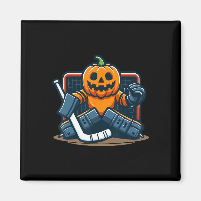 Aimant Halloween Pumpkin Ice Hockey Goalie  (Devant)