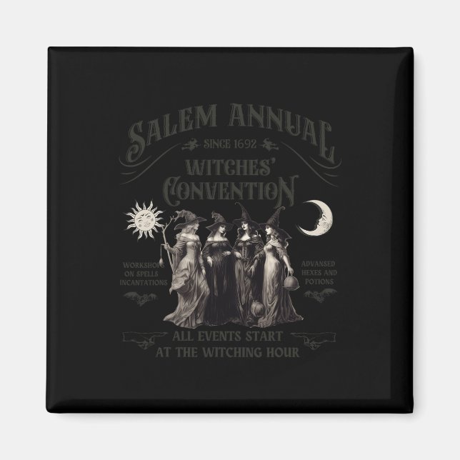 Aimant Halloween Salem Witches Convention Witch Party Sin (Devant)