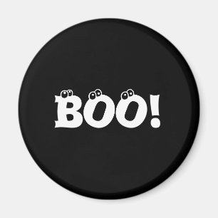 Aimant Halloween Scary Boo! yeux noir blanc déco