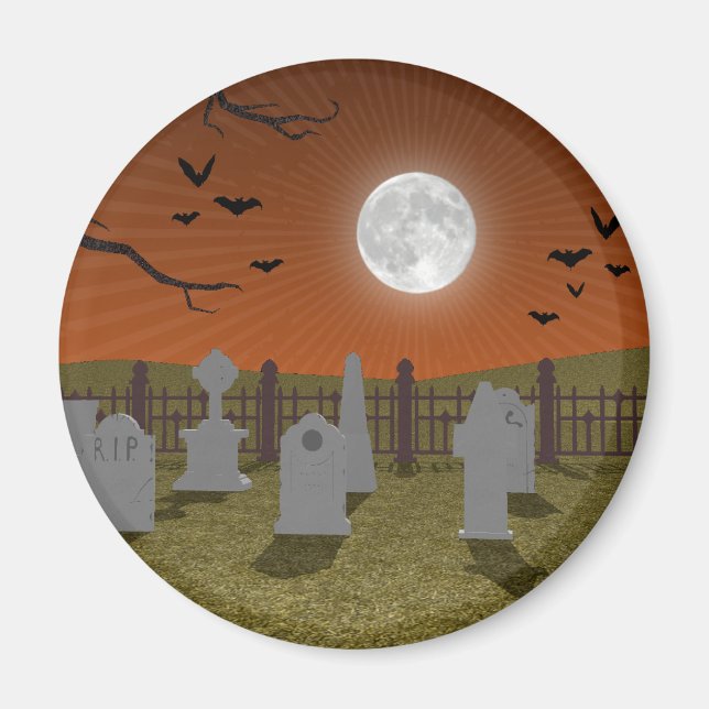 Aimant Halloween : Scène de cimetière : (Devant)
