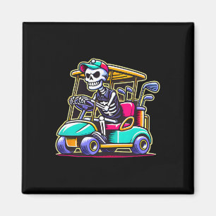 Aimant Halloween Skeleton Golf Cart Golfeur